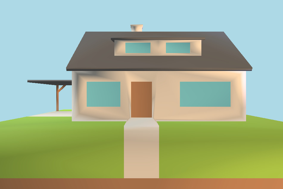 Suburb Asset Small House Low-poly Carport-Right 3d model